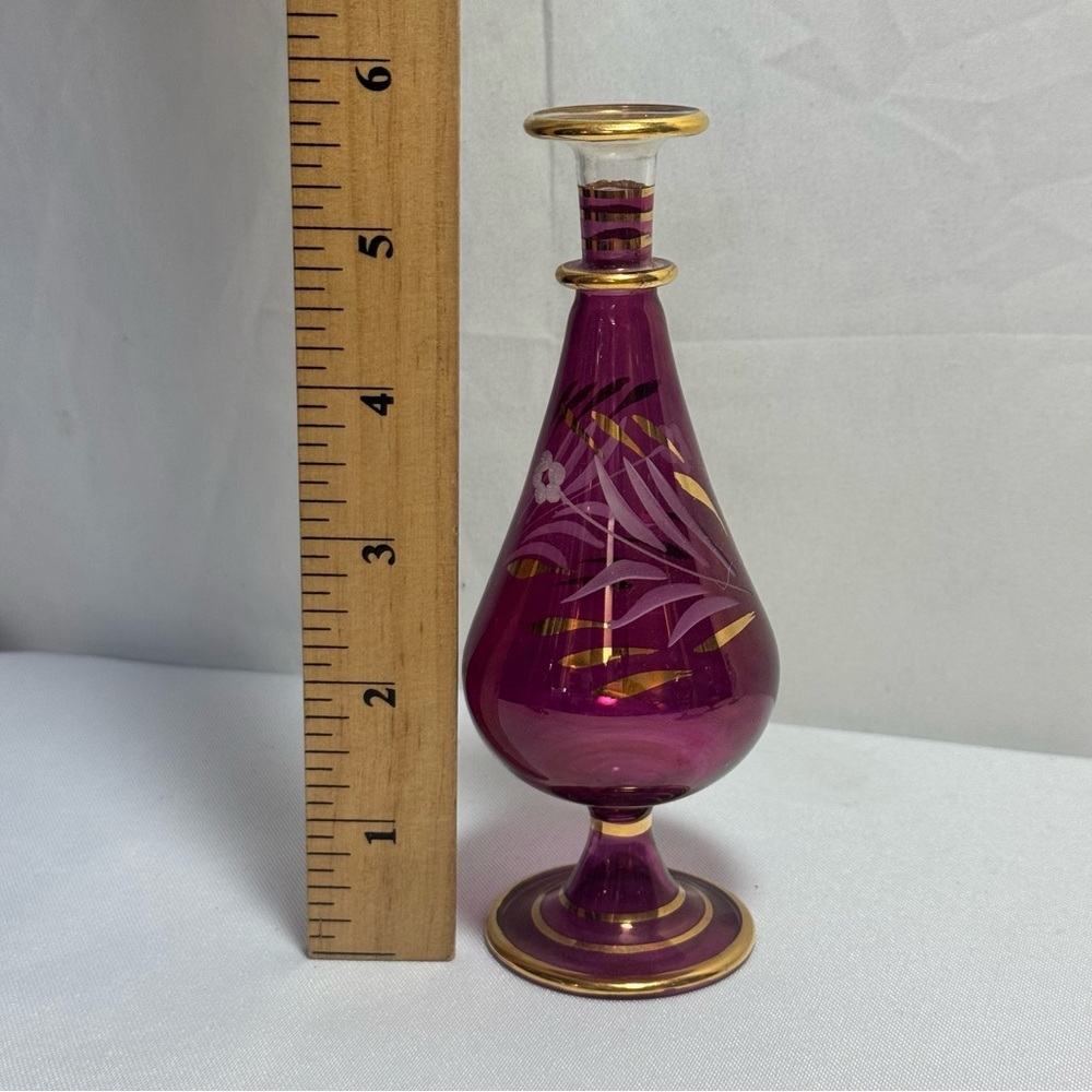Vintage Elegant Boho Egyptian Colorful Handblown Glass Perfume Bottles Set - Picture 5 of 12